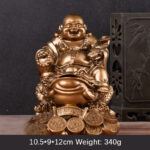Buddha Stones Laughing Buddha Feng Shui Frog Toad Copper Coins Attract Wealth Resin Statue Home Decoration Decorations BS Bronze Buddha Large 10.5*9*12cm