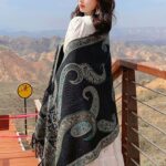 Buddha Stones Tibetan Cashew Flower Tassel Shawl Fall Winter Cozy Travel Scarf Wrap Tibetan Shawl BS 1