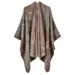 Buddha Stones Tibetan Cashew Flower Shawl Fall Winter Cozy Scarf Wrap Tibetan Shawl BS DarkKhaki 130*150cm