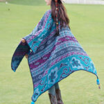 Buddha Stones Tibetan Geometric Horizontal Stripe Flowers Pattern Shawl Fall Winter Warm Soft Scarf Wrap Tibetan Shawl BS Blue 160*135cm