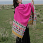 Buddha Stones Tibetan Geometric Rhombus Pattern Tassels Shawl Fall Winter Warm Cozy Scarf Wrap Tibetan Shawl BS 42