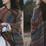 Buddha Stones Tibetan Geometric Horizontal Stripe Flower Leaf Tassels Shawl Fall Winter Cozy Scarf Wrap Tibetan Shawl BS 8
