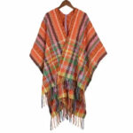 Buddha Stones Tibetan Colorful Stripe Geometry Tassels Shawl Fall Winter Soft Scarf Wrap Tibetan Shawl BS DarkOrange 130*150cm