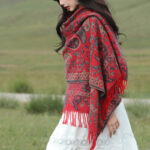 Buddha Stones Tibetan Cashew Flowers Leaves Vine Tassels Shawl Fall Winter Soft Cozy Scarf Wrap Tibetan Shawl BS 5