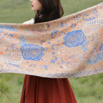 Buddha Stones Tibetan Cashew Peony Flowers Vine Tassels Shawl Fall Winter Cozy Scarf Wrap Tibetan Shawl BS 28