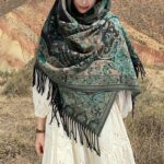 Buddha Stones Tibetan Cashew Flowers Vine Pattern Tassels Shawl Fall Winter Soft Scarf Wrap Tibetan Shawl BS 8