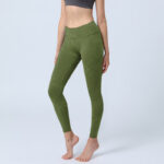 Buddha Stones Green Auspicious Cloud Waves Print Gym Leggings Women's Yoga Pants - OliveDrab - US18，UK/AU22，EU50 (4XL) - image 1