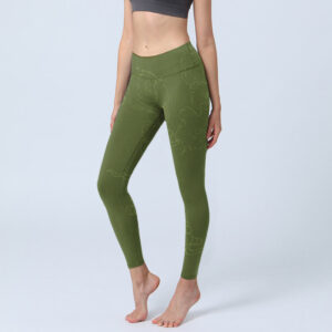 Buddha Stones Green Auspicious Cloud Waves Print Gym Leggings Women's Yoga Pants - OliveDrab - US18，UK/AU22，EU50 (4XL) - image 1