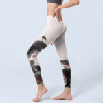 Buddha Stones Ink Painting Lotus Flower Leaf Print Gym Fitness Leggings Women's Yoga Pants - image 3