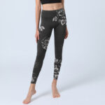 Buddha Stones Gray Peony Rose Flower Sketch Print Gym Fitness Leggings Women's Yoga Pants - image 6