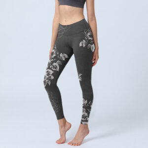 Buddha Stones Gray Peony Rose Flower Sketch Print Gym Fitness Leggings Women's Yoga Pants - Gray - US18，UK/AU22，EU50 (4XL) - image 1