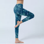 Buddha Stones Blue Flowers Print Sports Fitness Leggings Women's Yoga Pants - image 4