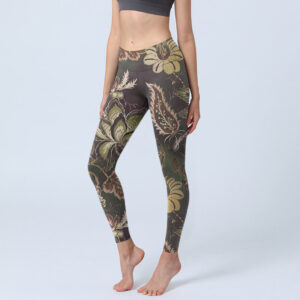 Buddha Stones Olive Florals Print Sports Fitness Leggings Women's Yoga Pants - Olive - US18，UK/AU22，EU50 (4XL) - image 1