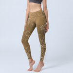 Buddha Stones Goldenrod Lotus Flowers Leaves Print Gym Fitness Leggings Women's Yoga Pants - Goldenrod - US18，UK/AU22，EU50 (4XL) - image 1