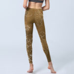 Buddha Stones Goldenrod Lotus Flowers Leaves Print Gym Fitness Leggings Women's Yoga Pants - image 7