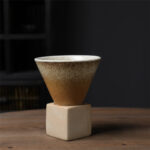 Buddha Stones Vintage Gradient Ceramic Coffee Mug Tea Latte Espresso Coffee Cup With Base 200ml Coffee Mug BS Khaki 9.3cm*9.5cm*200ml