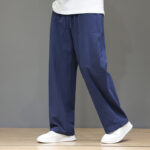 Buddha Stones Summer Men's Cotton Linen Straight Leg Pants With Pockets - SteelBlue - US/UK/AU46，EU56 (5XL) - image 1