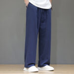 Buddha Stones Summer Men's Cotton Linen Straight Leg Pants With Pockets - image 3