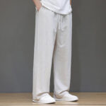 Buddha Stones Summer Men's Cotton Linen Straight Leg Pants With Pockets - image 13