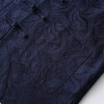 Buddha Stones 2Pcs Men's Tang Suit Jacquard Vine Pattern Frog-Button Cotton Long Sleeve Shirt Pants Set Men's Meditation Cloth BS 5