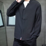 Buddha Stones Fall Solid Color Men's Button Long Sleeve Shirt Clothing Men's Shirts BS 20