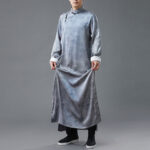Buddha Stones Vintage Chinese Frog-Button Tang Suit Men's Dragon Cotton Robe Men's Tang Suit Robe BS 9