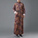 Buddha Stones Vintage Chinese Frog-Button Tang Suit Men's Dragon Cotton Robe Men's Tang Suit Robe BS 2