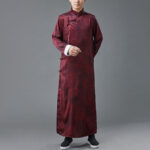 Buddha Stones Vintage Chinese Frog-Button Tang Suit Men's Dragon Cotton Robe Men's Tang Suit Robe BS 12