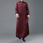 Buddha Stones Vintage Chinese Frog-Button Tang Suit Men's Dragon Cotton Robe Men's Tang Suit Robe BS 16
