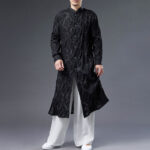 Buddha Stones Fall Peony Flowers Button Down Cotton Coat Men's Tang Suit Robe Men's Tang Suit Robe BS 6