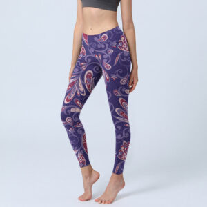 Buddha Stones Purple Flower Petals Print Gym Fitness Leggings Women's Yoga Pants - MediumPurple - US18，UK/AU22，EU50 (4XL) - image 1