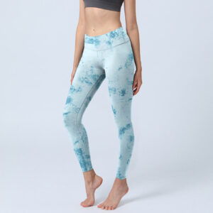 Buddha Stones Light Blue Tie-dye Print Gym Fitness Leggings Women's Yoga Pants - LightBlue - US18，UK/AU22，EU50 (4XL) - image 1