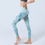 Buddha Stones Light Blue Tie-dye Print Gym Fitness Leggings Women's Yoga Pants - image 3