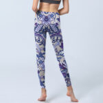 Buddha Stones Purple Flower Leaves Print Gym Fitness Leggings Women's Yoga Pants - image 7