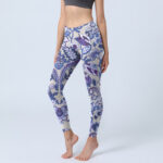 Buddha Stones Purple Flower Leaves Print Gym Fitness Leggings Women's Yoga Pants - MediumPurple - US18，UK/AU22，EU50 (4XL) - image 1