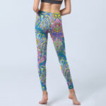 Buddha Stones Blue Pink Green Flower Print Gym Fitness Leggings Women's Yoga Pants - image 7