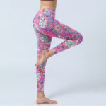 Buddha Stones Purple Pink Cashew Flower Sunflower Print Gym Fitness Leggings Women's Yoga Pants - image 5