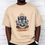 Buddha Stones Meditating Ganesh Elephant Pattern Tee T-shirt T-Shirts BS 9