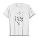 Buddha Stones Ganesh Elephant Sketch Pattern Tee T-shirt T-Shirts BS White 2XL