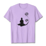 Buddha Stones Buddha Sitting With Lotus Flowers Pattern Pattern Tee T-shirt T-Shirts BS Plum 2XL