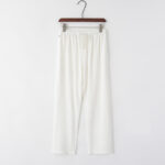 Buddha Stones Spring Summer Solid Men's Drawstring Linen Pants With Pockets Men's Pants BS White US/UK/AU44，EU54 (4XL)