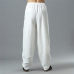 Buddha Stones Casual Solid Color Drawstring Cotton Linen Men's Pants With Pockets Men's Pants BS 6