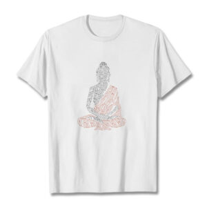 Buddha Stones Meditating Buddha Let That Shit Go Pattern Tee T-shirt T-Shirts BS White 2XL