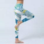 Buddha Stones Blue White Lotus Print Gym Leggings Women's Yoga Pants - image 4