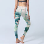 Buddha Stones Blooming  White Pink Lotus Leaves Print Gym Leggings Women's Yoga Pants - image 4