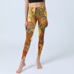Buddha Stones Golden Auspicious Cloud Waves Print Gym Leggings Women's Yoga Pants - image 6
