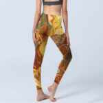 Buddha Stones Golden Auspicious Cloud Waves Print Gym Leggings Women's Yoga Pants - image 5