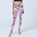 Buddha Stones Pink Chrysanthemum  Gym Leggings Women's Yoga Pants - image 6
