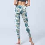 Buddha Stones Green White Flower Gym Leggings Women's Yoga Pants - image 7