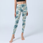 Buddha Stones Green White Flower Gym Leggings Women's Yoga Pants - image 6